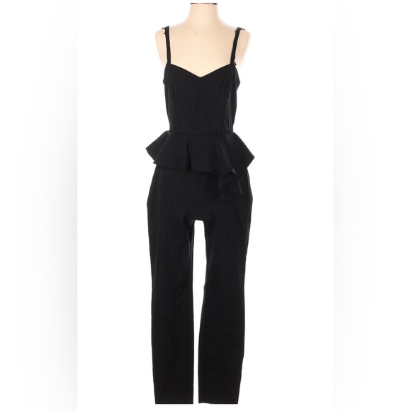 Parker Pants - Parker Black Jumpsuit Peplum Ruffle Full Length